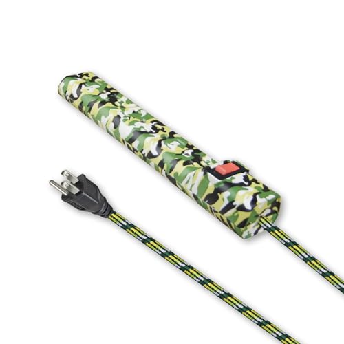 OSKOS Multitoma 6 Salidas con Cable Trenzado de 1.83 m, Protector de Circuito Integrado, Montable en Pared, Verde Camuflaje miniatura 3