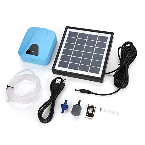 Solar Powered Air Pump - 3600mAh Waterproof Oxygenator for Aquarium, Fish Tank, Pond & Pool, Quiet Solar Oxygen Aerator with USB Backup Charging (14H Runtime)
