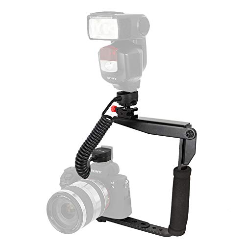 Easy Hood Rotating Flash Bracket Mount and 1.6ft TTL Off Camera Speedlite Cord for Sony A9 II A7R IV A7 A7S A7III A7RII A7RIII A7SII A6600 A6500 A6400 Camera with Multi Interface MI Shoe