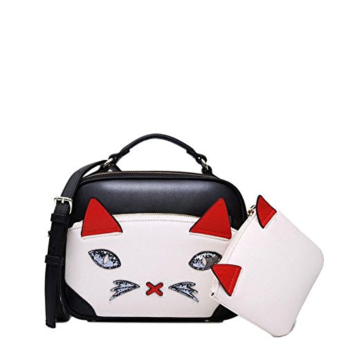 Besace ordinateur portable noir et sac à main imprimé animaux dessin animé