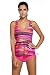 Tiksawon Women Tankini 3 Piece Swimsuit Set Bandeau Bikini Printed Vest Tunic
