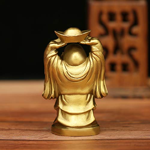 Estatua de Buda sonriente de latón Feng Shui miniatura 5