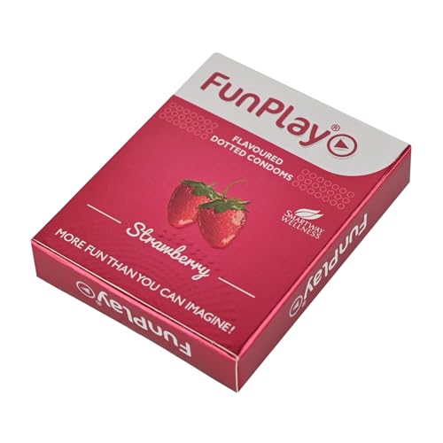 Image of Funplay Strawberry Dotted Condoms 3 PCS | Flavoured Latex Condoms | Dotted Texture for Added Sensation | Smooth Lubricated Surface | Comfortable Fit | Travel Friendly Pack