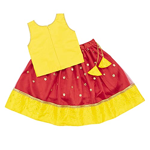 Image of AMIRTHA FASHION Girls Multi Layer Satin Net & Cotton Readymade Lehenga Choli