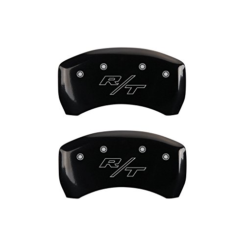 Image of MGP Caliper Covers - Brake Caliper Covers for 2011-2023 Dodge Challenger & 2011-2023 Dodge Charger (Requires Dual Piston Front Caliper) Front and Rear Set (Black, Challenger & R /T Vintage)