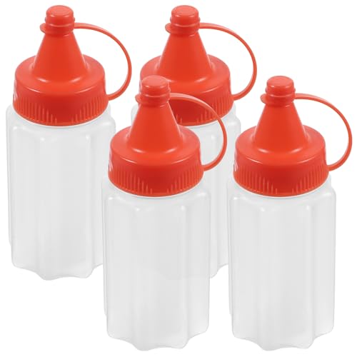 LALADEFIEE Set da 4 Bottiglie da Spremere per Condimenti in Plastica Riutilizzabile, Flaconi per Salsa e Senape, Accessori da Cucina Versatili per Insalate e Salse, Contenitori per