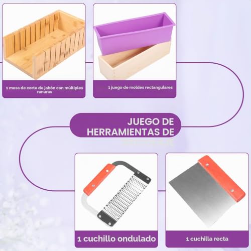 Miniatura 2 de Juego De 5 Moldes De Jabón De Silicona De 1400 Ml Con Caja De Madera Para Herramientas De Bricolaje Para Hacer Tartas De Chocolate Y Pudín