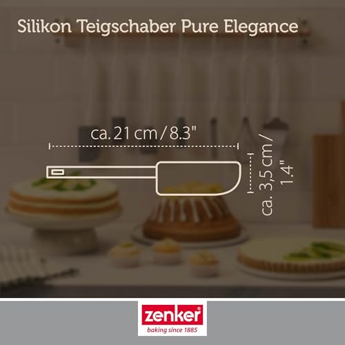 Zenker Silikon Teigschaber Pure Elegance – 21 cm, Ergonomischer Griff, Hitzebeständig bis 230°C, Spülmaschinengeeignet, zum Glattstreichen und Ausschaben von Teig Creme und Co., Designed in Germany