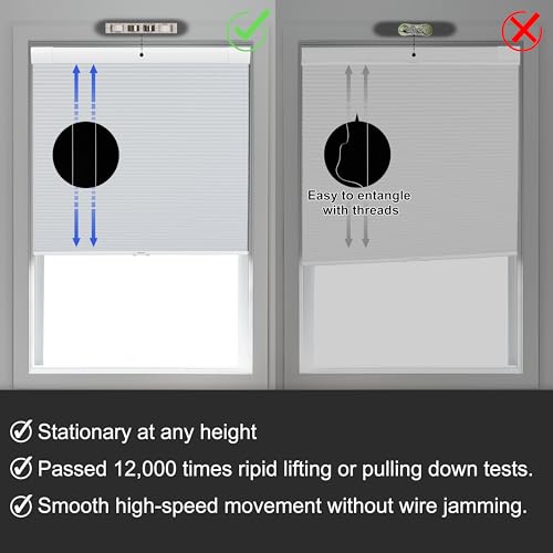 Sulugood No Drill No Tools Blackout Cellular Shades Easy to Install for Indoor Windows Cordless Honeycomb Blinds Thermal Insulated Noise Reduction,White,Custom Size