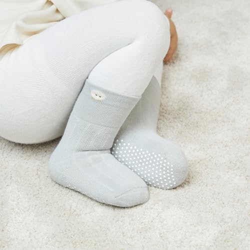 VWU Baby Toddler Kids Ankle Crew Socks with Grips Unisex Warm Thick Cotton Winter Socks 3-12 Months,Fruit