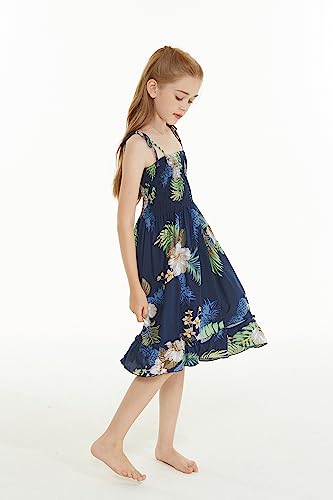 Image of Matchable Family Hawaiian Luau Men Women Girl Boy Clothes in Pineapple Garden Navy