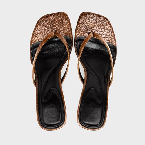 Image of Women's Miami Kitten Heels Sandals Square Open Toe Thong Sandal Flip Flop Heels +Memory Foam Heeled Sandals for Women