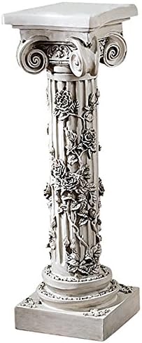 Design Toscano EU2866 Rose Garland Pedestal Plant Stand, Polyresin, Antique Stone, 86.5 cm, Red