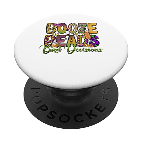 Funny Booze Beads & Bad Decisions A New Orleans Match Parade PopSockets Swappable PopGrip, Black