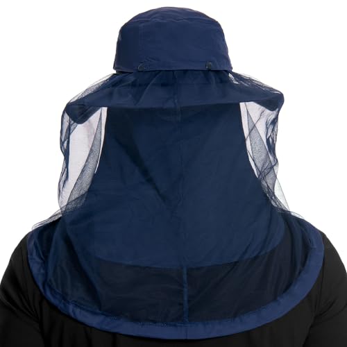 Image of BASSDASH UPF 50+ Mosquito Sun Hat with Hidden Head Net and Neck Flap for Men Women Outdoor Fishing Hiking Camping