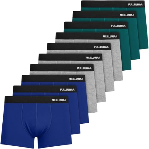 Fullluwaa Boxer Uomo Cotone, Confezione da 10, Elastico, Tessuto Morbido
