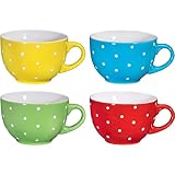Bruntmor - Large Coffee Mug - 24 Oz Polka Dots Mug - Ceramic Soup Mug - Large Cereal Cups with Handles - Suitable As Tea, Cocoa and Coffee Mugs - Easy-to-clean - Comfortable Handle