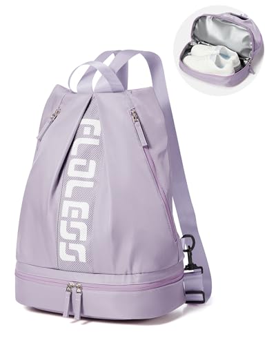 VENATIN Gym Backpack for Women with Shoe Compartment, Sport Backpack Casual Daypack for Girls, Small Cheer Bag Outdoor Leisure, Purple
