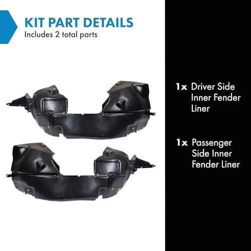 Image of TRQ Inner Fender Liner Set Compatible with 2014-2017 Fiat 500L FI1248101 FI1249101