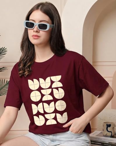 Image of Women's Half Sleeve Oversize Tshirt Graphic Printed Round Neck T-Shirts for Women