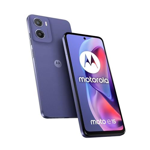 Motorola moto e15 (2/64GB, Fotocamera da 32MP + sensore antisfarfallio, Display 6.67' HD+ 90Hz Corning® Gorilla® Glass 3, 5200mAh, MediaTek Helio G81 Extreme, Android 14 Go Edition), Fresh Lavender