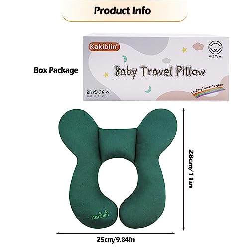 Kakiblin Baby Travel Pillow, Toddler Head And Neck Support Pillow For Car Seat, Pushchair, Dark Green #TOP5
