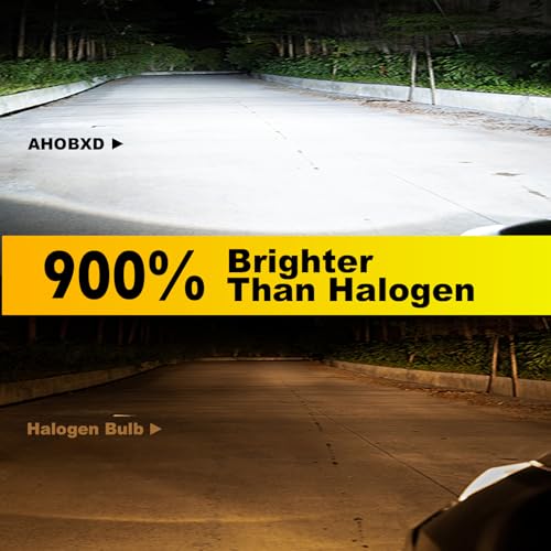 Image of AHOBXD H1 Light Bulbs,6500K White Super Bright Upgraded 600% 30000LM Brightness Real 1:1 Halogen Size 80000Hours Lifespan H1 /H1LL Flicker Free and Canbus Free IP68 Waterproof Pack of 2