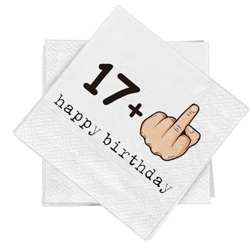 WenmthG - Lot de 20 serviettes amusantes pour le 18e anniversaire - 33 x 33 cm - Décoration de table de fête - 17 + 1 à 20 serviettes à 3 couches - Douces - Décoration de table Happy Birthday -