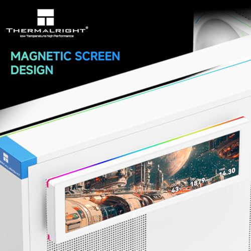 Image of Thermalright Trofeo Vision 9.16 ARGB LCD White Magnetic LCD Screen 9.16in 1920x480 Resolution,Metal Frame Design IPS Display Screen Water Cooled Radiator Screen,for Chassis /Metal Desktop