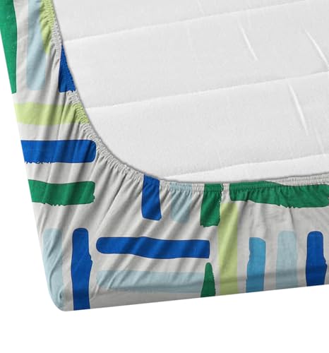 Image of DECORUM Glace Cotton Fitted 1 Bedsheet King Size (72 inchx78 inch) | All Around Elastic | Cotton Feel | 2 Pillow Covers (17 inchx27 inch) | Fits Up to 8 inch Mattress | 200-220 TC | Printed Double Bed Sheet Set