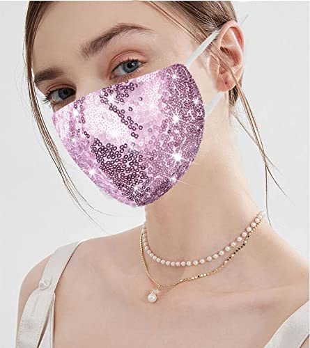Image of Sparkly Sequin Face Cover Glitter Cotton Sequins Masc Masquerade Face Covering (B)