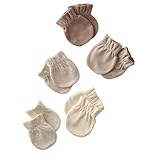 Butterblu Morgan 5-Pack Mitts 100% Organic Cotton No Scratch Mittens for Newborn Baby Boys & Girls, Natural, One Size
