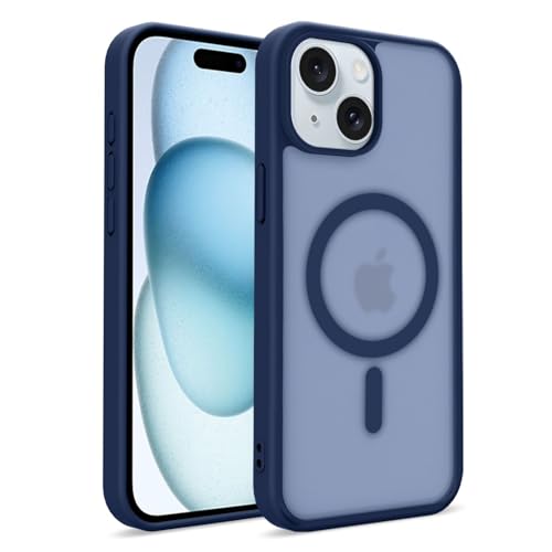 Image of for iPhone 15 Case | Frosted Translucent Hard Back Cover | Slim Translucent Matte Shockproof | Compatible with Mag-Safe (Blue)