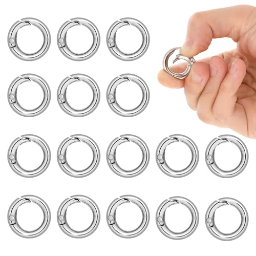 JJUNW 16 Pcs Spring O Ring Clip, Silver Key Ring,