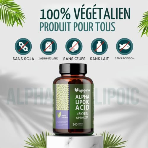 Acide Alpha Lipoïque (ALA) + BIOTIN Optimizer 600 mg. 240 gélules végétales. Approvisionnement de 4 mois. Absorption maximale. Antioxydant naturel. Sans gluten. Non OGM. Vegan – vue 3