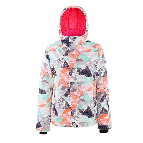 GS SNOWING Women's Waterproof Ski Jackets Windproof Mountain Snow Coat Warm Winter Sports Coat with Hood (Orange Mountain, M)