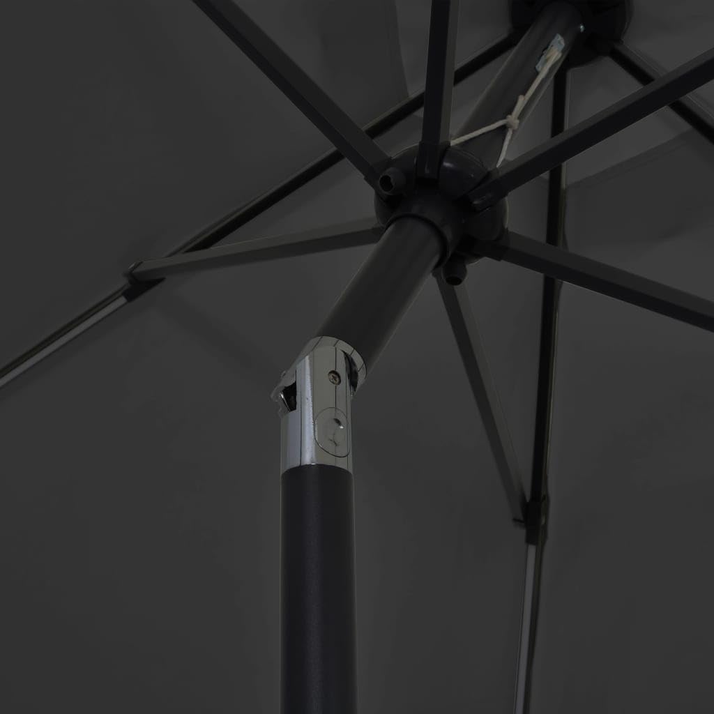 vidaXL Ombrellone con Luci a LED e Palo in Alluminio Parasole Protezione per Il Sole Telo Protettivo Tenda Accessori da Esterni 300 cm Antracite