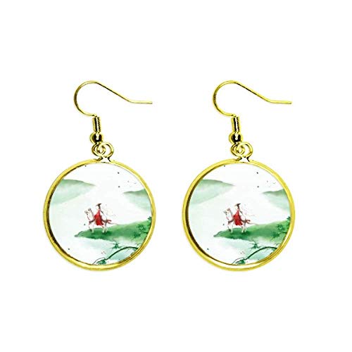 Pendientes de hípica en acuarela china: el regalo de joyería perfecto para mujer