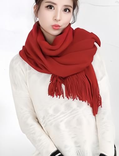 Wander Agio Women's Warm Long Scarves Winter Scarfs Pure Color Scarf Tassel3