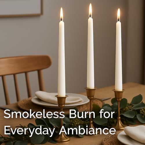 Image of Stonebriar Unscented Taper Candles - 7 Hour Burn Time, Candle Stick Candles for Weddings, Holidays, Home Decor & Special Events, Pack of 30, White, 10 inch