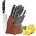 esonmus Kitchen Knife Set, 15-piece Knife Set with Wooden Block & Sharpener,Stainless Steel Forged Chef Knives Set,ABS Handle,Full Tang
