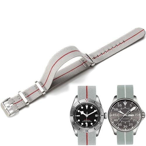 Niziruoup Nylon Elastic Watch Strap Military Parachute Style Watch Band 18mm 20mm 22mm Premium Striped Nylon One-Piece French Paratrooper Watchband Smartwatch Band Replacement Strap for Men Women by Niziruoup - Used condition - US$8.29