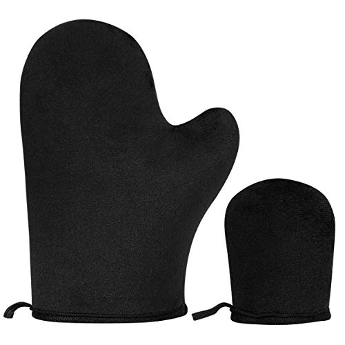 2 Pack Self Tanning Mitt Applicator Sunless Tanner Mitt with Thumb and Mini Face Applicator Mitt Self Tan Mitt Self Tanner Mitt Reusable and Washable Sunless Tanning Gloves for Mousse, Lotion, Spray