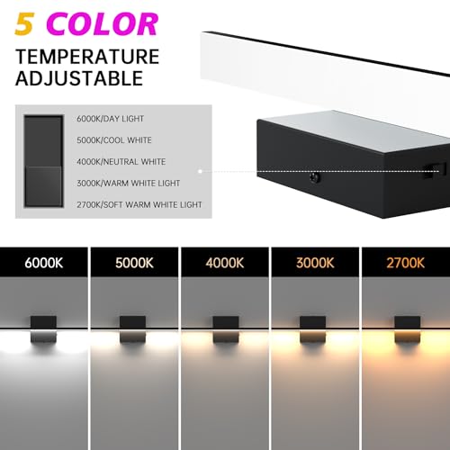 Aogled LED Bathroom Vanity Light Bar Dimmable 10W 16Inch 1020lm Over Mirror Lighting Fixture Indoor Wall Sconces Black 2700K/3000K/4000K/5000K/6000K by Aogled - Image 2