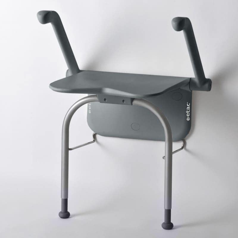 Asiento de Ducha Ergonómico Abatible Plano a Pared con Reposabrazos Relax
