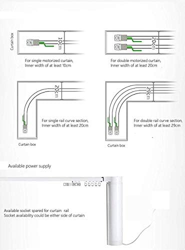 HC-SMART-HOME DIY 3-Meter Remote Control Smart Electric Curtain Tracks, Motorized Curtain Rods, Automatic Curtain Rails for Home Automation (DIY length up to 300cm (119 inch))