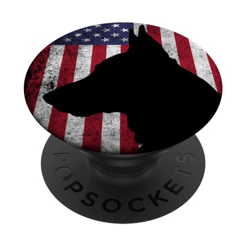 Patriotic German Shepherd American Flag Dog Mom Dad Love Pet PopSockets PopGrip Intercambiable