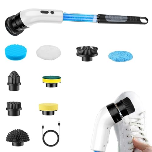 Brosse de Nettoyage électrique – Épurateur électrique léger | Autolaveuses de Sol électriques sans Fil avec Tige d'extension | Fournitures de Nettoyage Haute Puissance avec tête de Brosse remplaçable