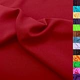 Dieser wein rote Polyesterstoff ist einfach zu verarbeiten mit Stoffschere/Schneiderschere und Haushalts Nähmaschine | Breite: 150 cm | Gewicht: 160 g / m² | 100% Polyester | Waschbar bei 40° C, trocknergeeignet, Bügeln auf Stufe 1 | Preis pro Meter von der Rolle (