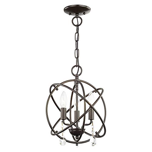 Livex Lighting 40903-92 Aria 3 Light Ebz Mini Chandelier/Flush Mount, 12" x 12" x 14.25", English Bronze - Thumbnail 3